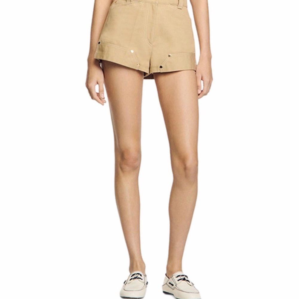Sandro High Waist Tan Women's Shorts